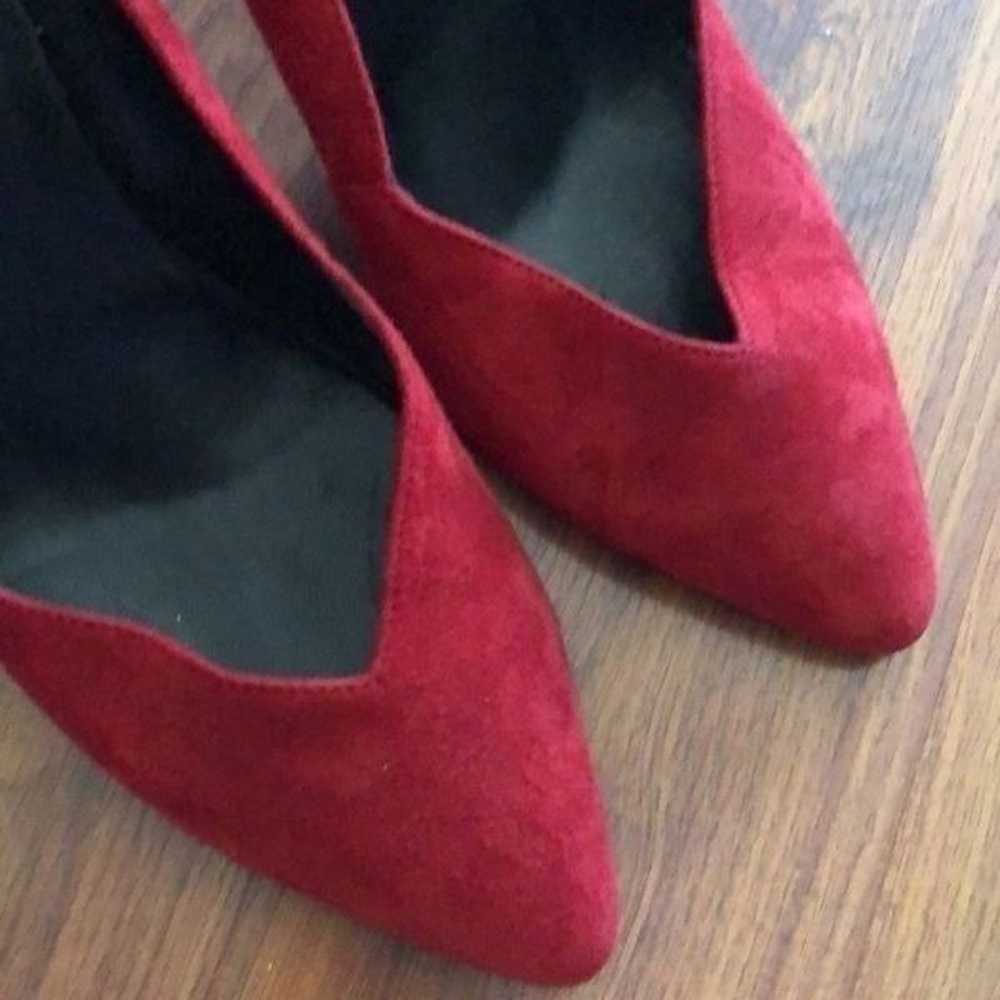 Vintage Red suede French brand Naff Naff pumps si… - image 8