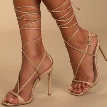 SCHUTZ Cream Wrap Vikki Leather Heels