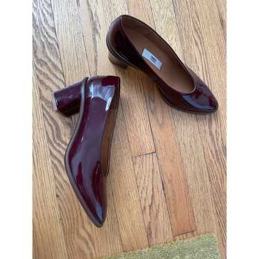 Miista Burgundy block heel pumps patent leather