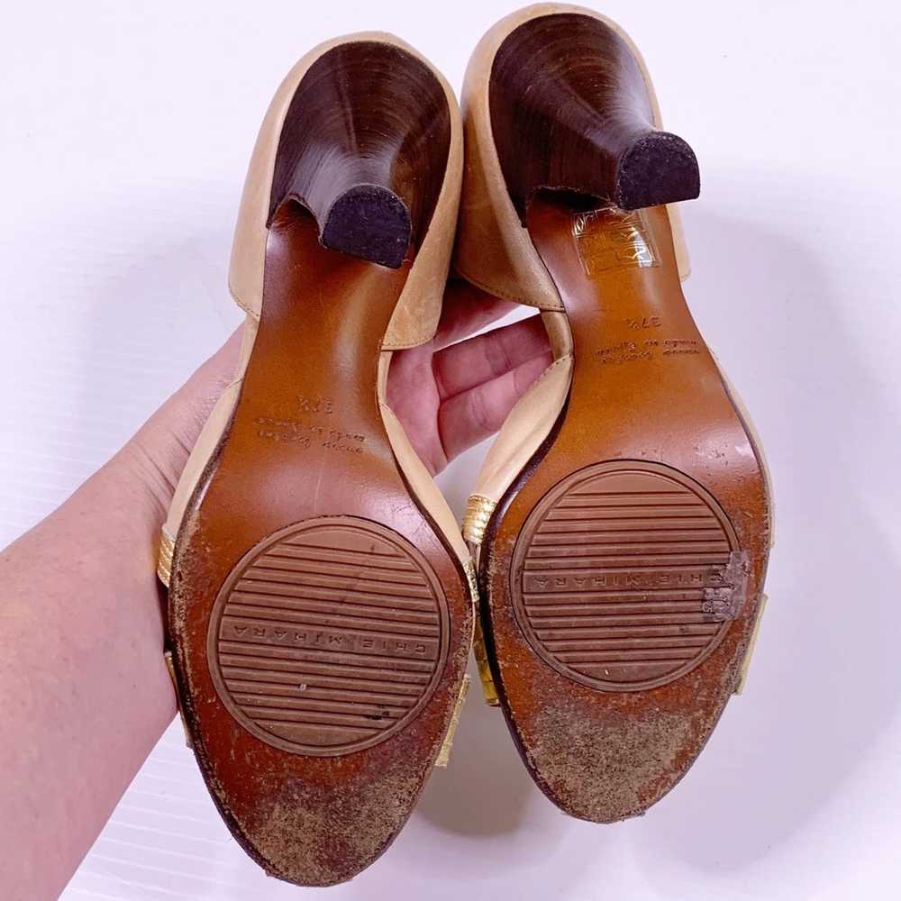 Chie Mihara Pumps Leather Nude 37.5 7.5 Peep Toe … - image 5