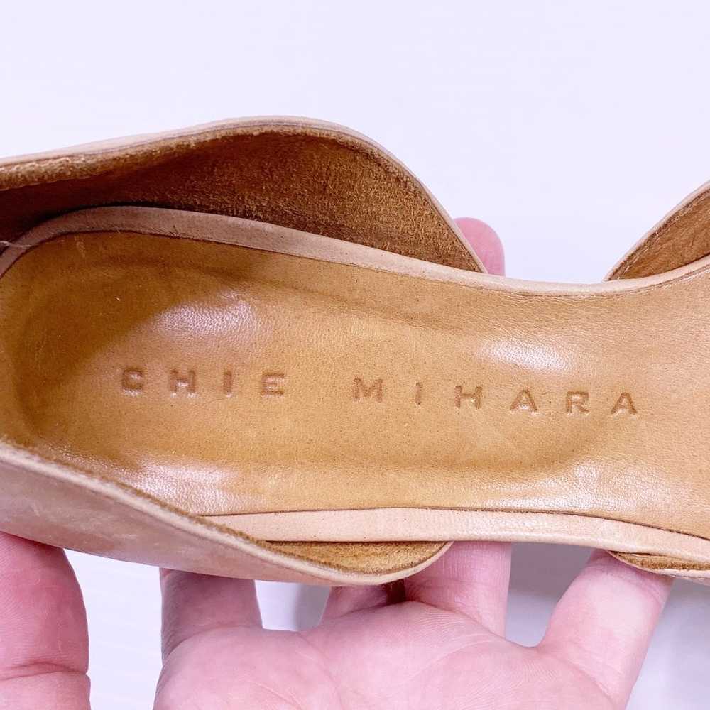 Chie Mihara Pumps Leather Nude 37.5 7.5 Peep Toe … - image 8