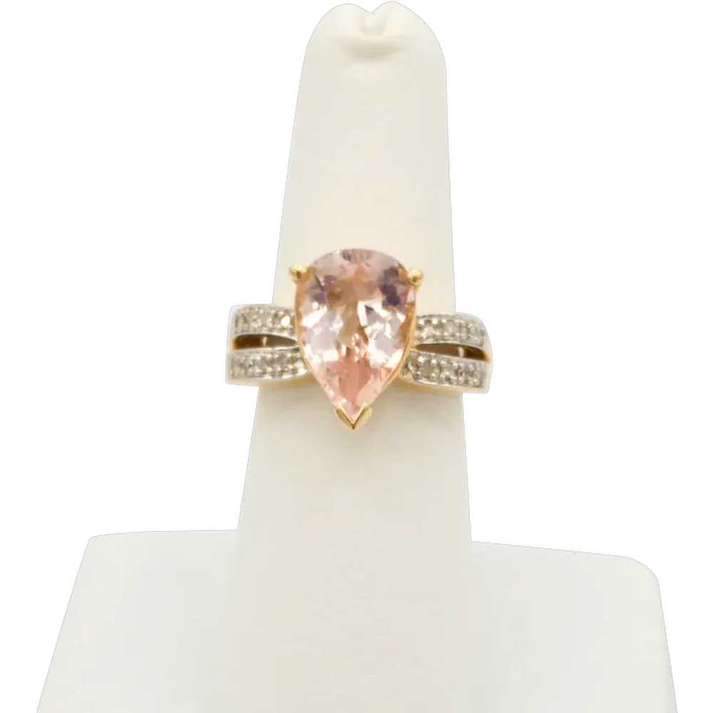 14K Gold Pink Morganite Diamond Statement Ring - image 5