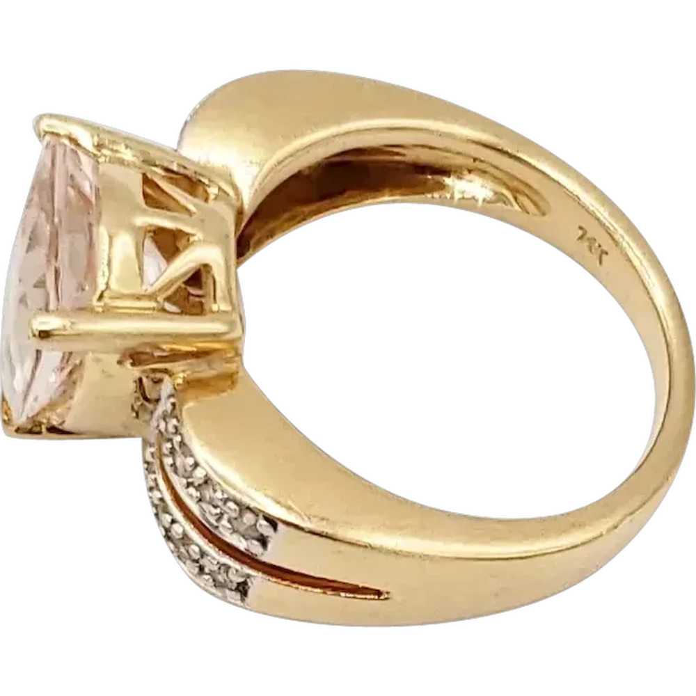 14K Gold Pink Morganite Diamond Statement Ring - image 6