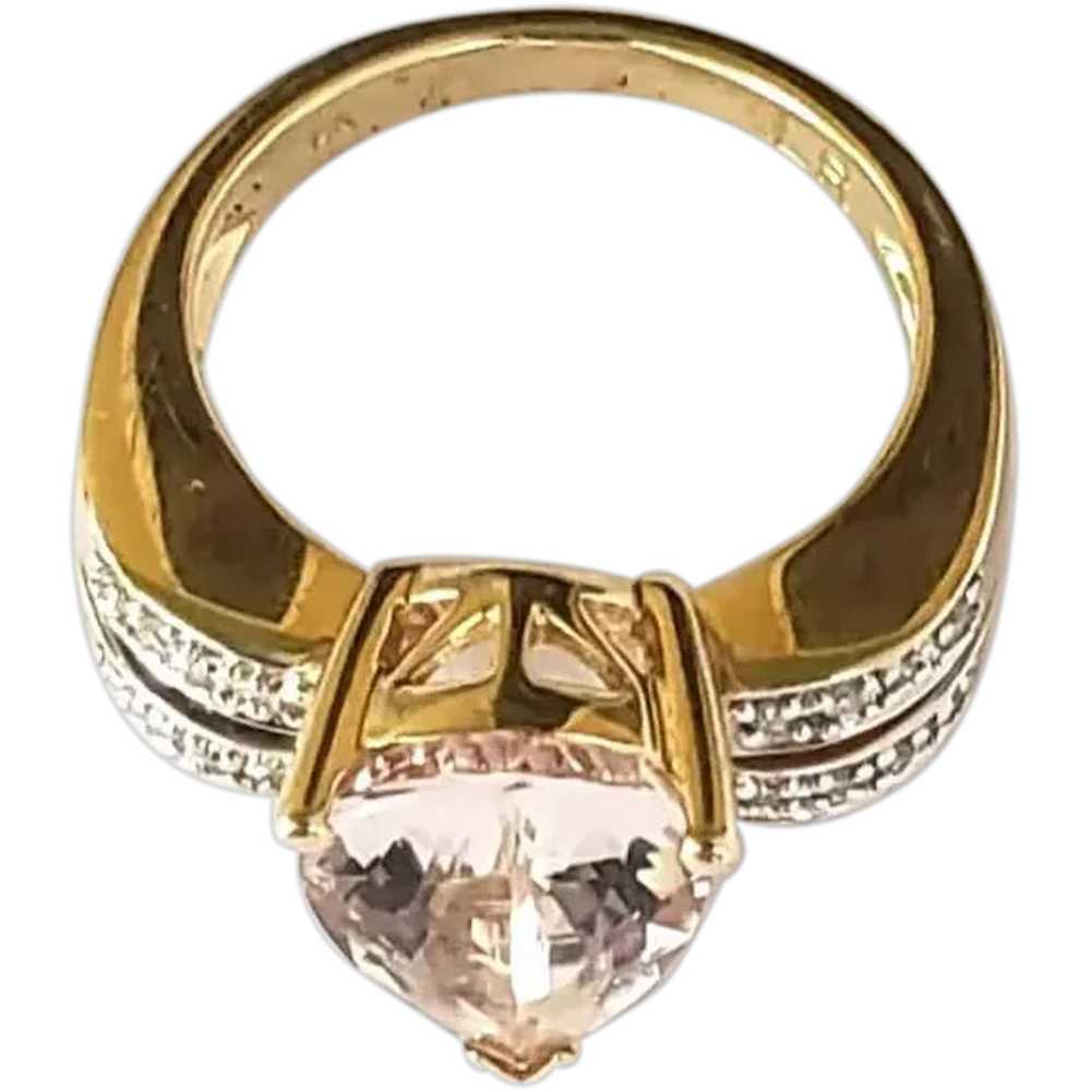 14K Gold Pink Morganite Diamond Statement Ring - image 7