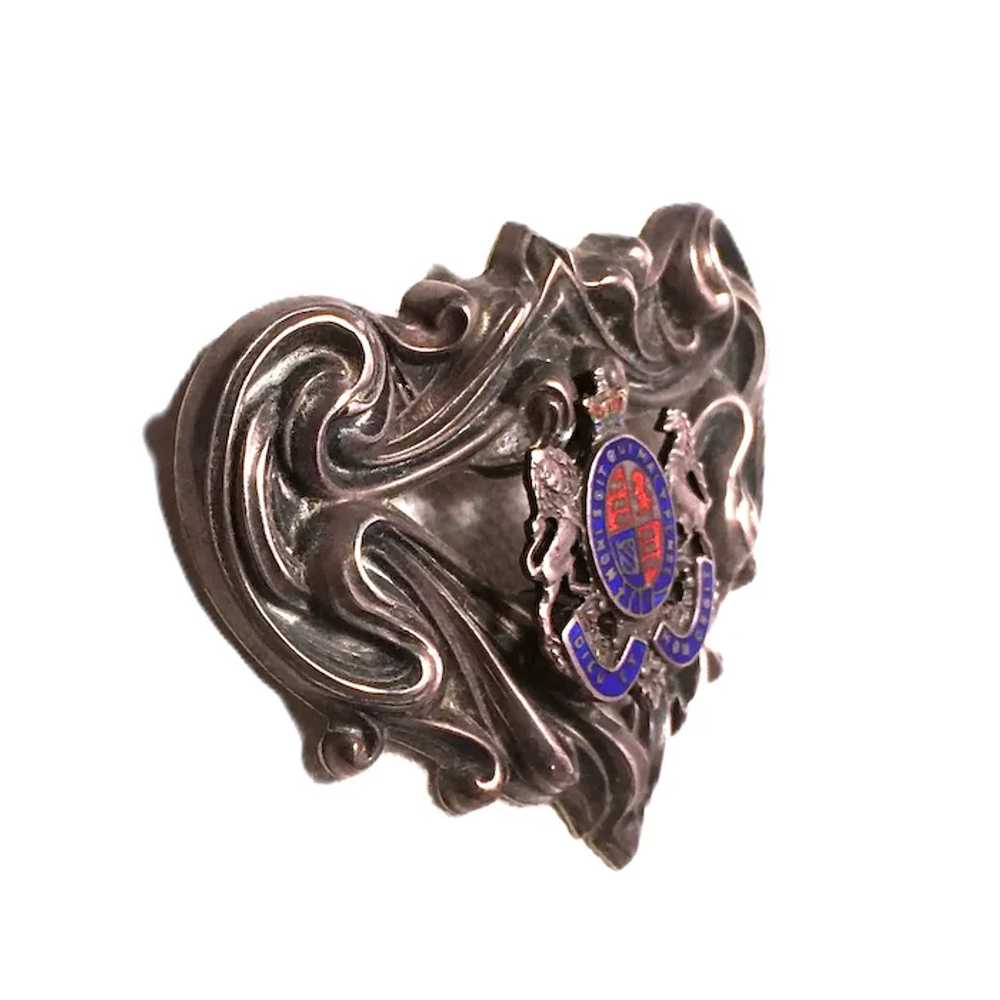 Antique Sterling British Heraldic Brooch Enamel C… - image 7
