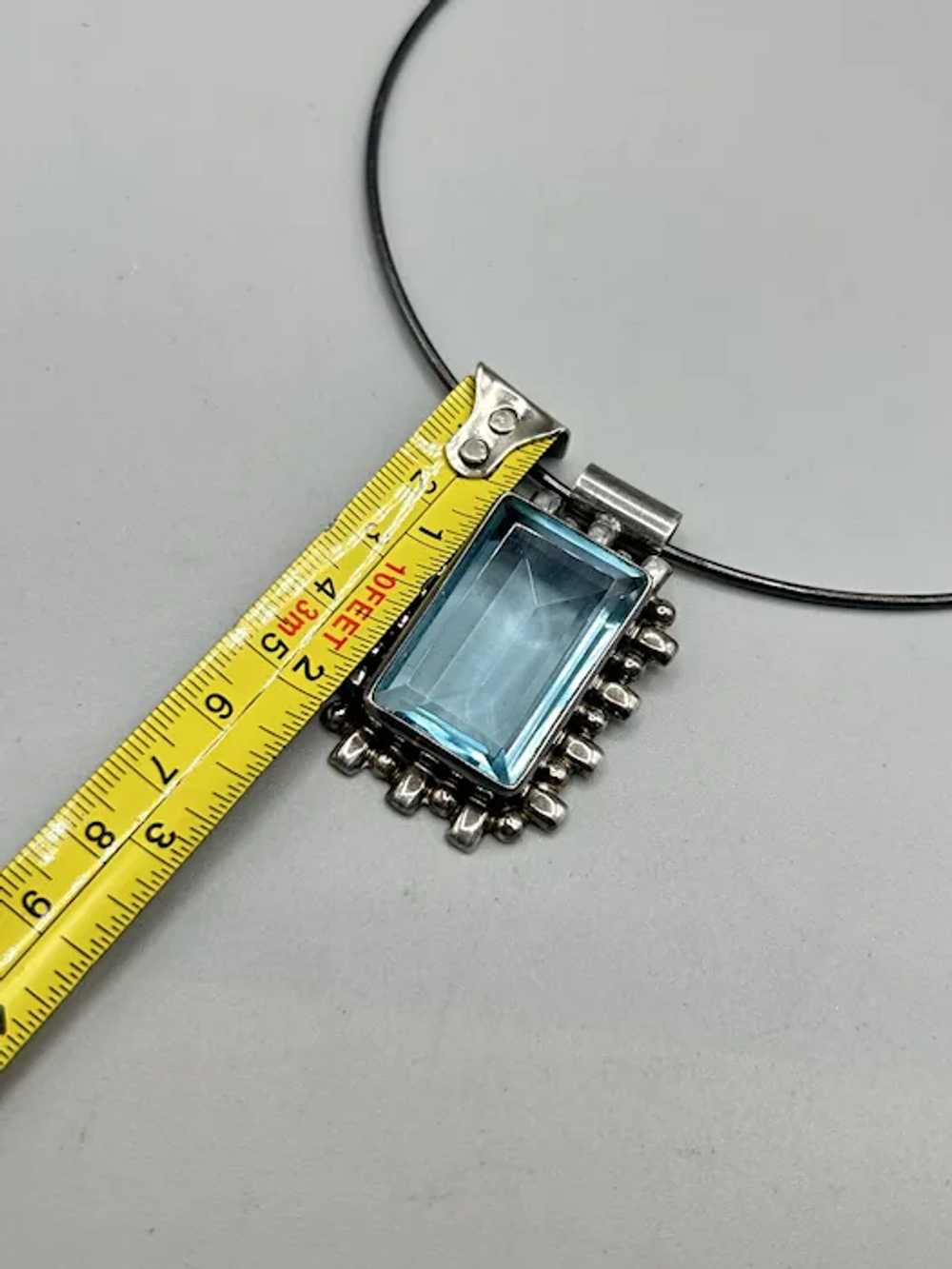 Aqua Blue Topaz Glass Pendant Necklace 925 Sterli… - image 9