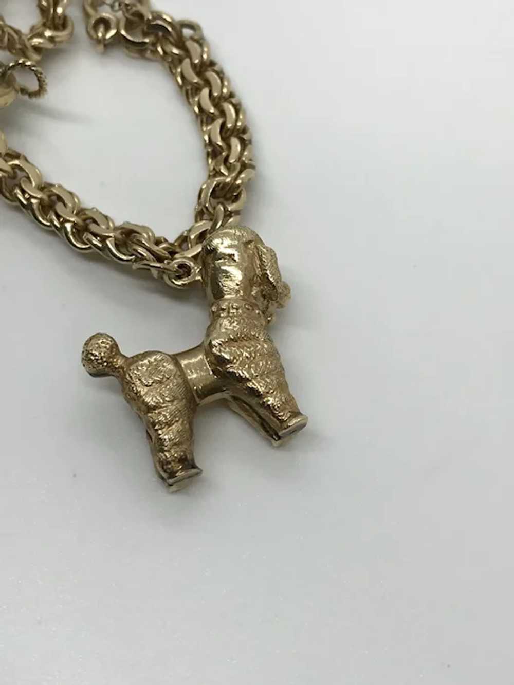 14 K Gold Charm Bracelet Telephone Poodle Heart C… - image 5