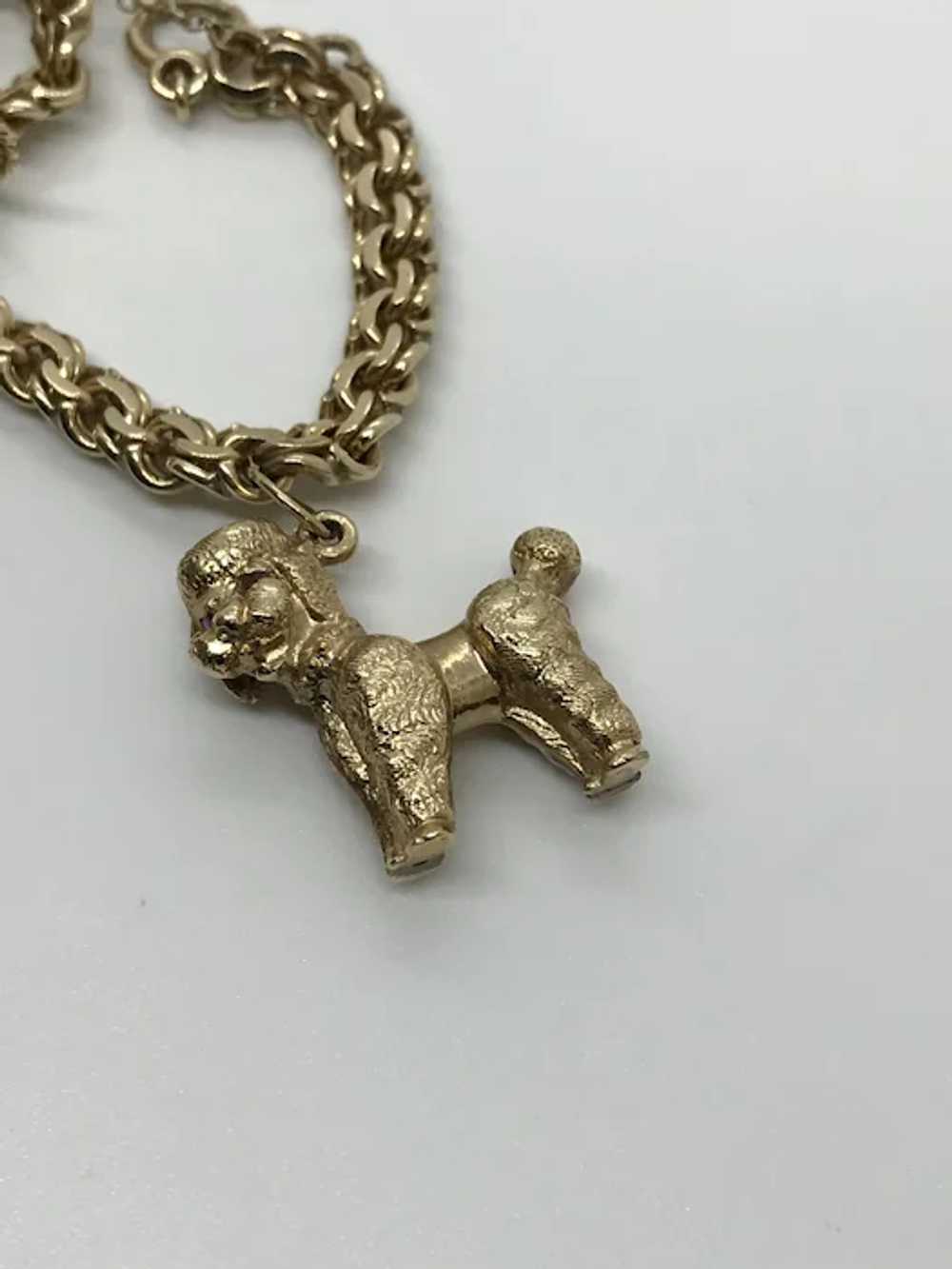 14 K Gold Charm Bracelet Telephone Poodle Heart C… - image 7