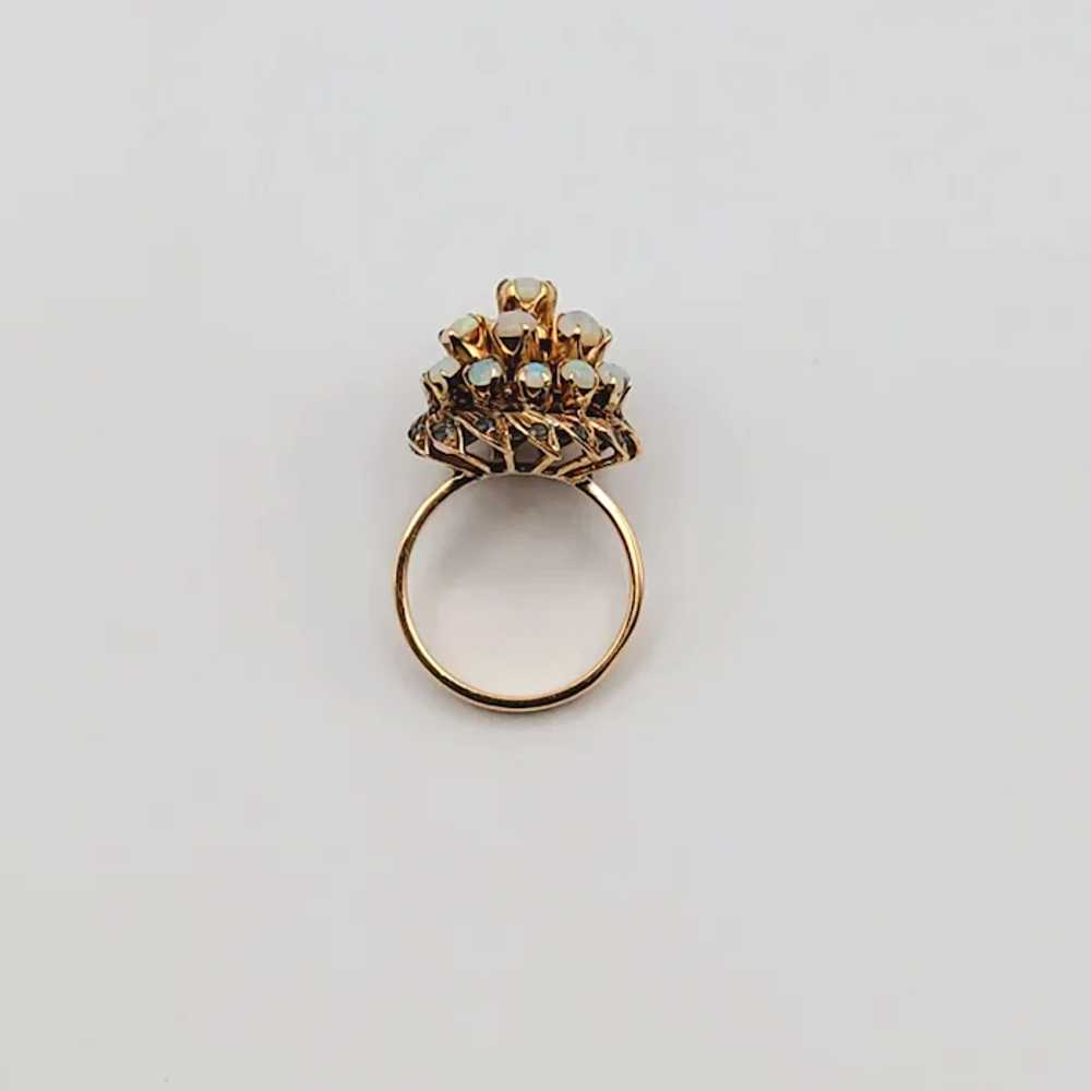 18K Gold Opal Sapphire Princess Ring - image 11