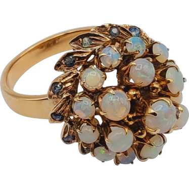 18K Gold Opal Sapphire Princess Ring - image 1