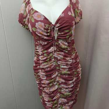 Madden  NYC Ruched Floral Dress