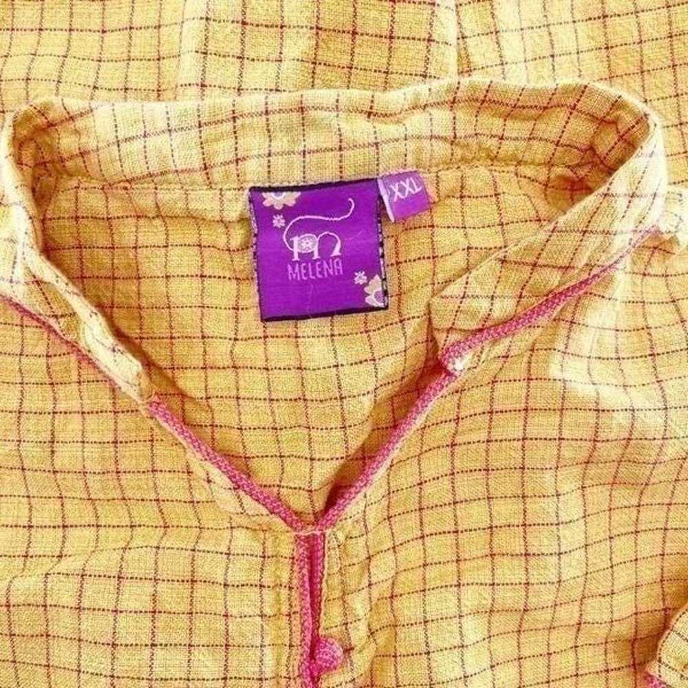 Melena Women's Yellow Red Gingham Button Down Shi… - image 3