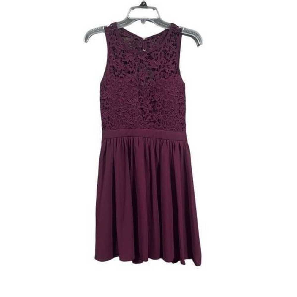 Lulus Romantic Tale Burgundy Lace Skater Dress Si… - image 12