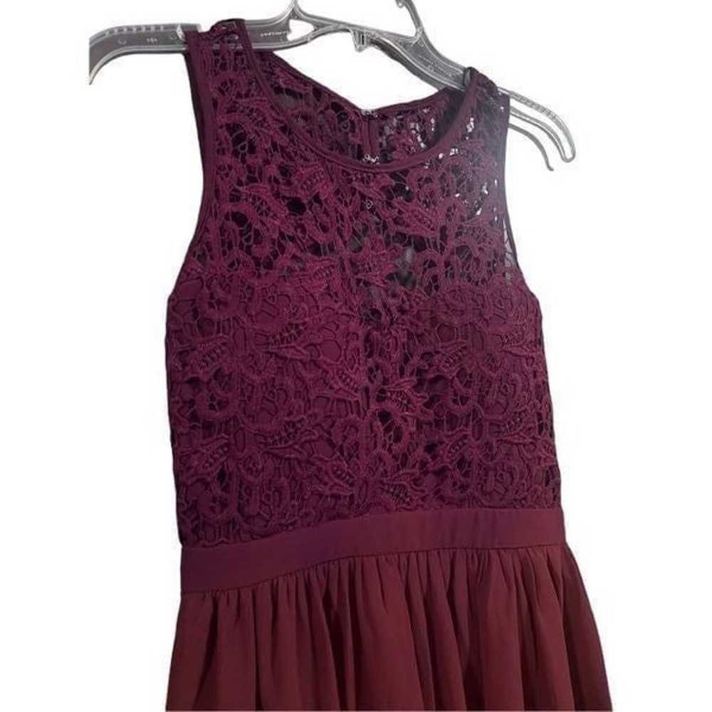 Lulus Romantic Tale Burgundy Lace Skater Dress Si… - image 8