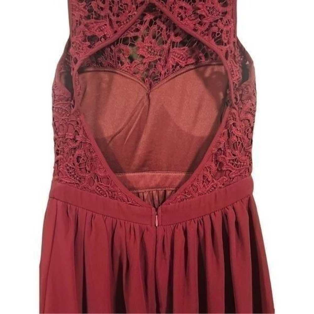 Lulus Romantic Tale Burgundy Lace Skater Dress Si… - image 9
