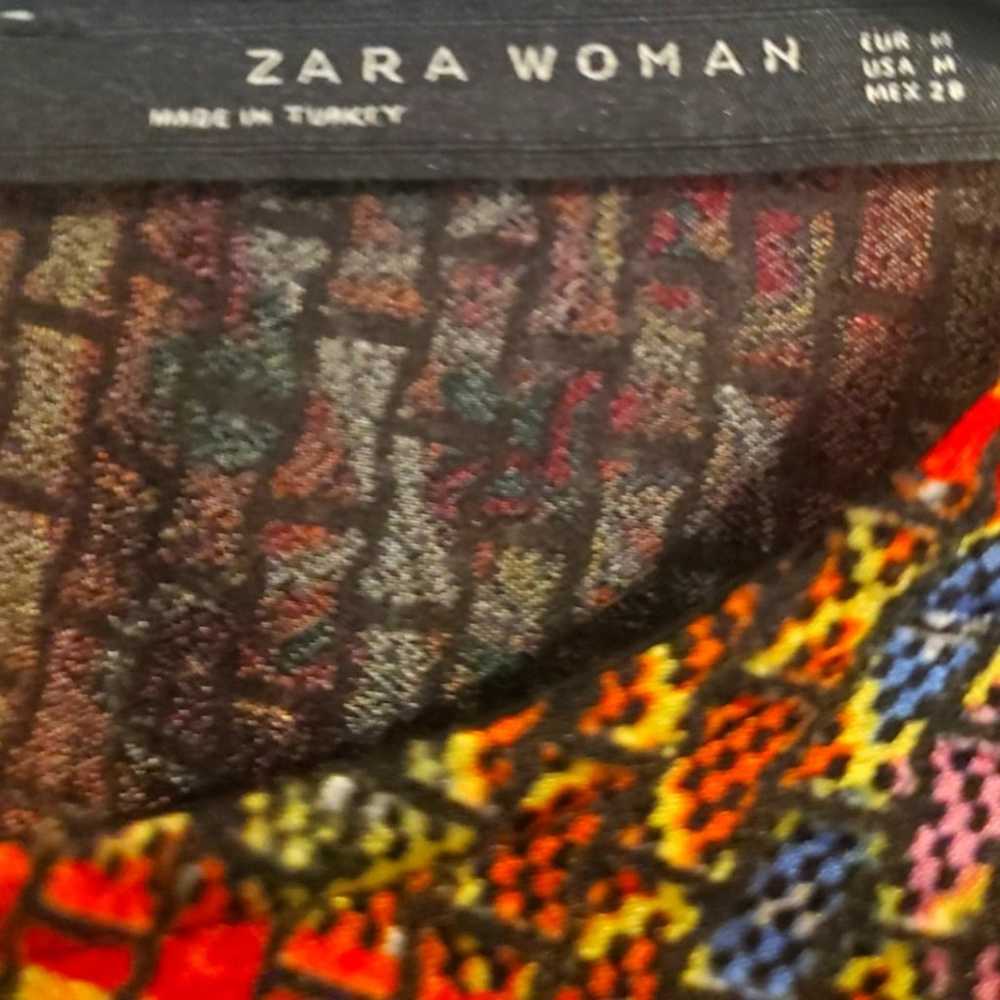 Zara Patchwork Boho Multicolor Burnout Midi Dress… - image 2