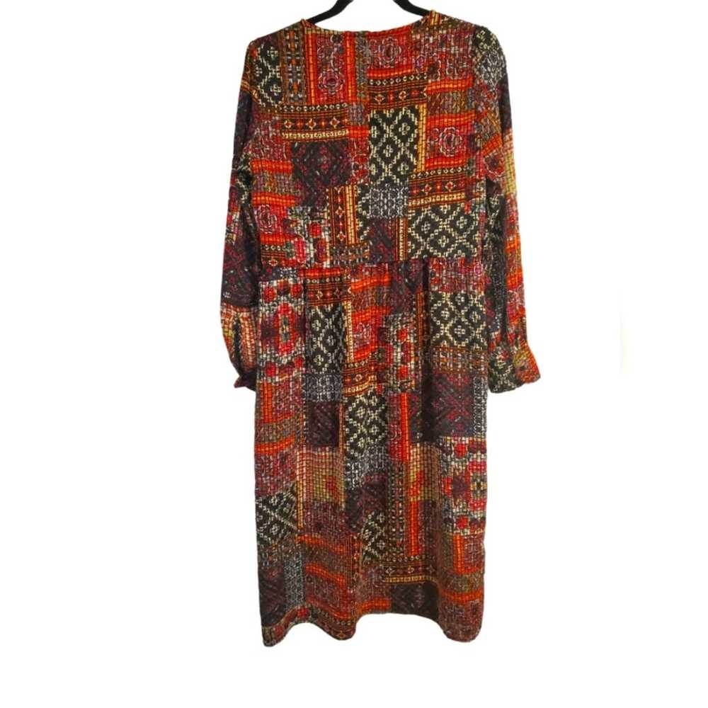 Zara Patchwork Boho Multicolor Burnout Midi Dress… - image 3