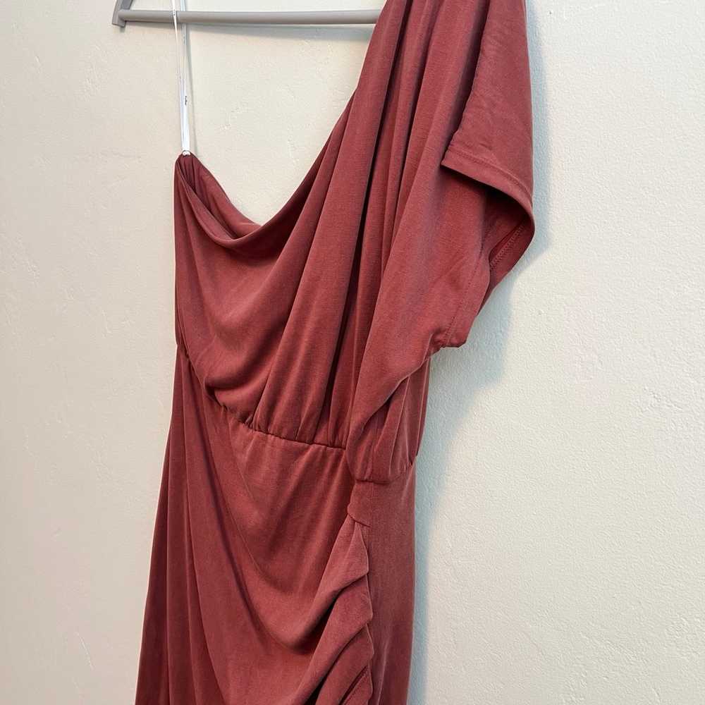 Lulus Raise a Glass Washed Red One-Shoulder Midi … - image 7