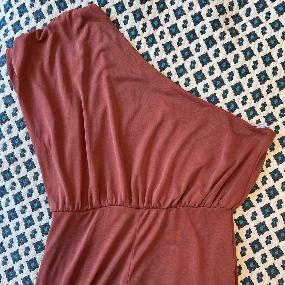 Lulus Raise a Glass Washed Red One-Shoulder Midi … - image 8