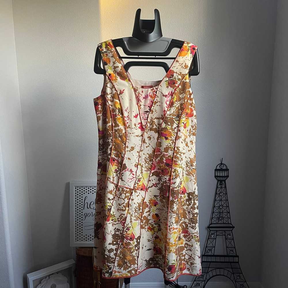Sundance Floral Print 100% Silk A-Line Dress - image 1