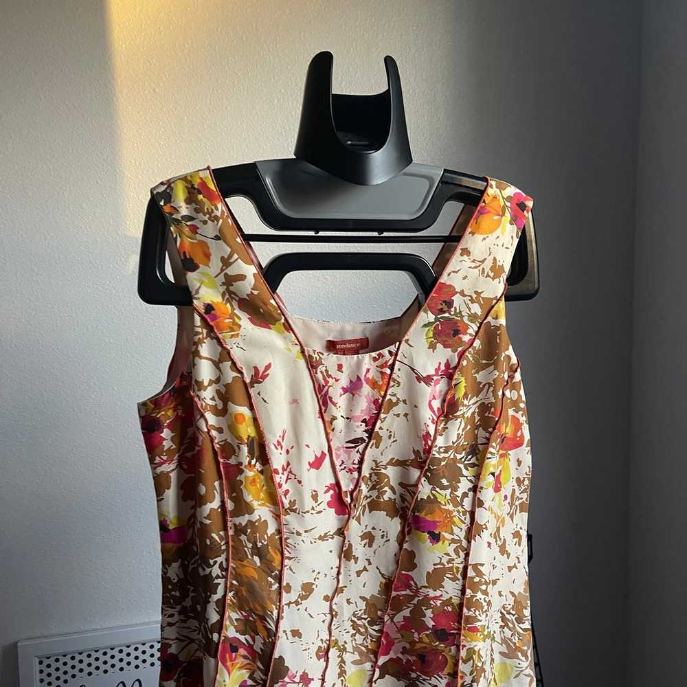 Sundance Floral Print 100% Silk A-Line Dress - image 2