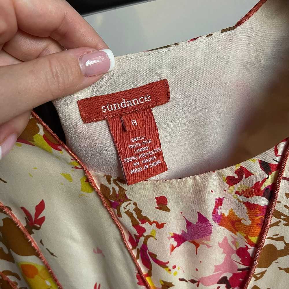 Sundance Floral Print 100% Silk A-Line Dress - image 6