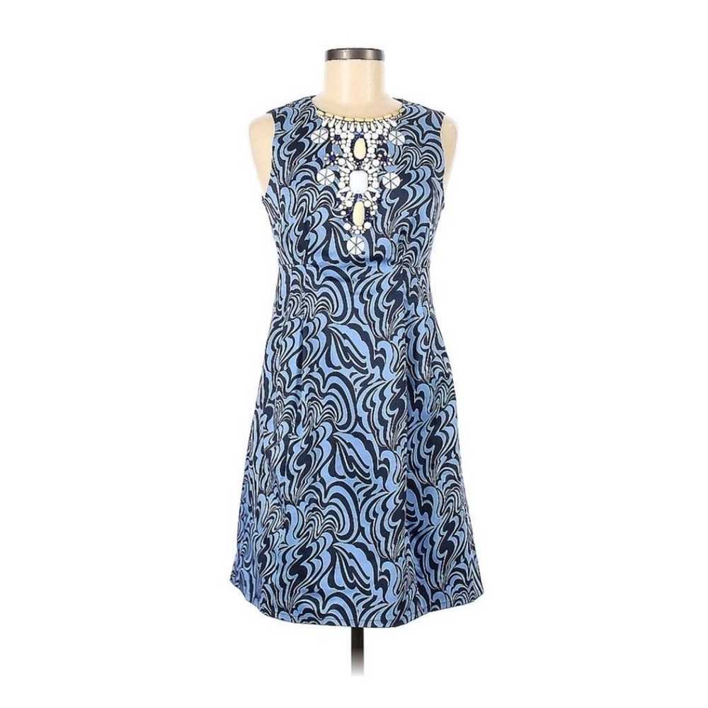 Nanette Lepore Dress Embellished Beaded Blue SZ 6… - image 1