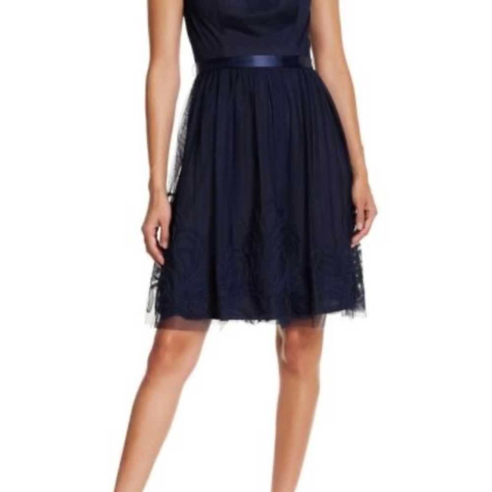 Eliza J Dress Illusion Sweetheart Neckline Navy B… - image 1