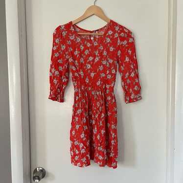 Free People Women's Size 2 Floral 3/4 sleeve Dres… - image 1
