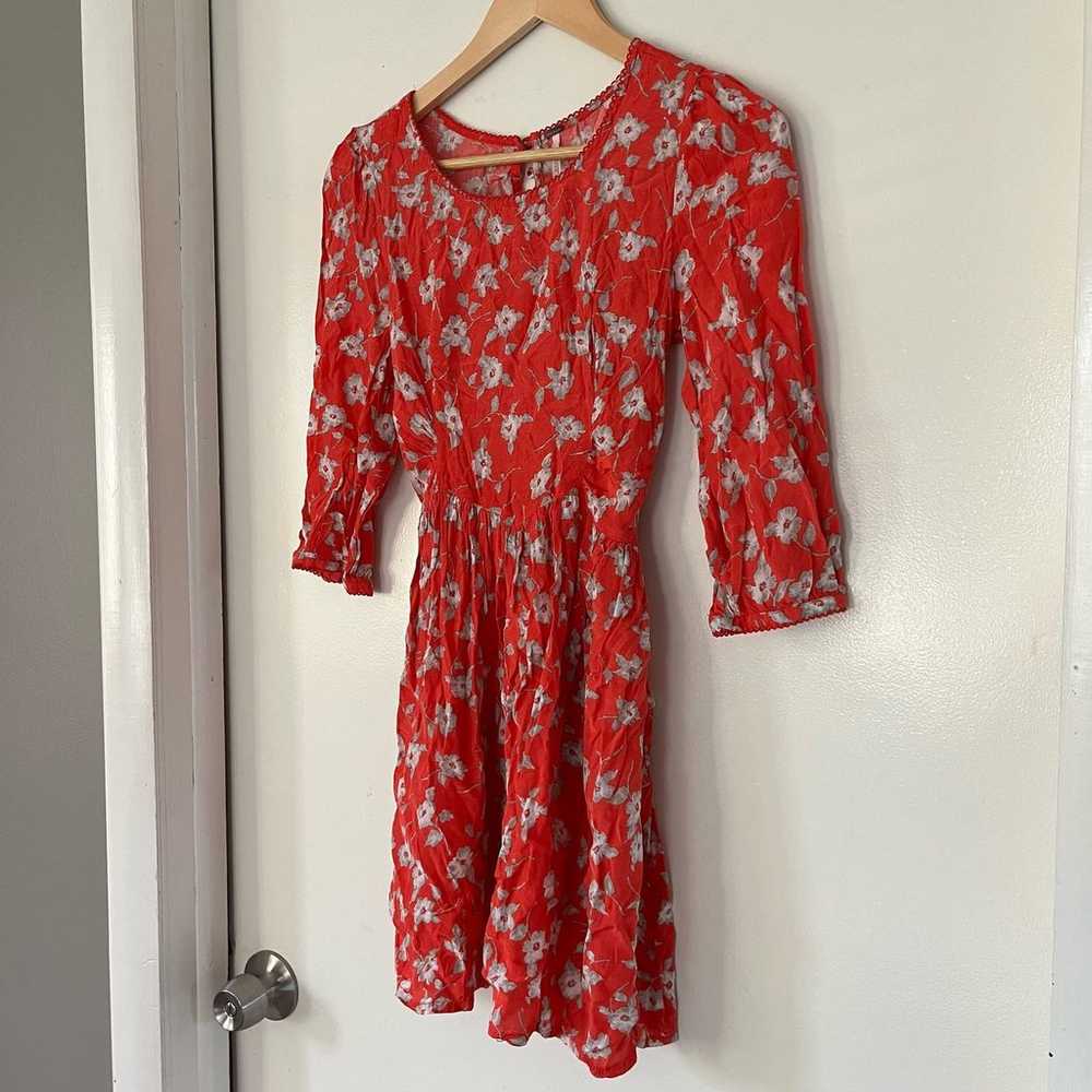 Free People Women's Size 2 Floral 3/4 sleeve Dres… - image 2