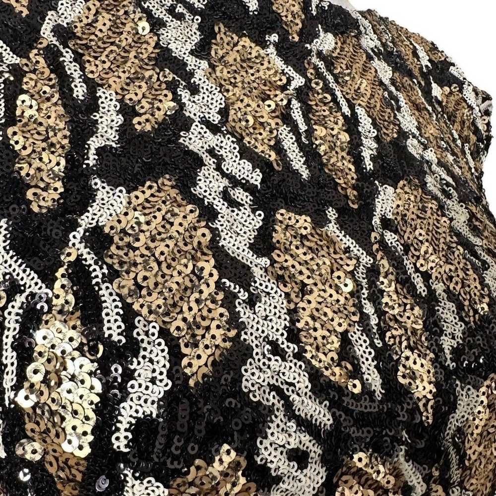 GUESS Sophy Short Dress Full Sequin Black Gold Sh… - image 10