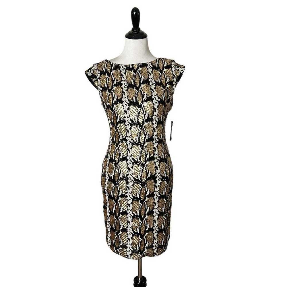 GUESS Sophy Short Dress Full Sequin Black Gold Sh… - image 2