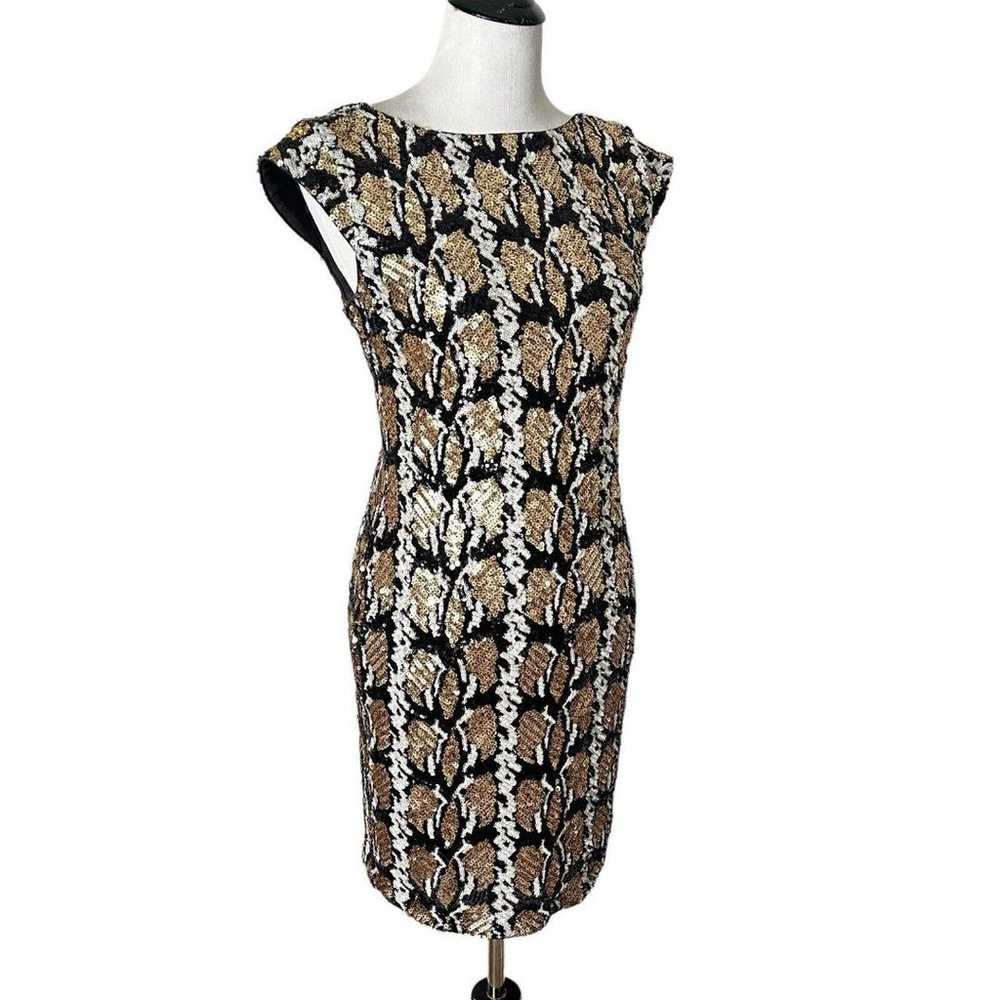 GUESS Sophy Short Dress Full Sequin Black Gold Sh… - image 3