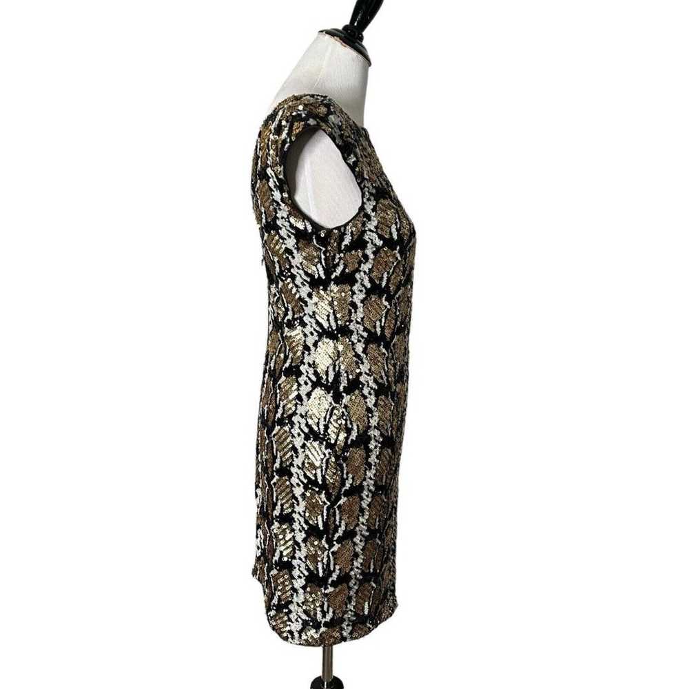 GUESS Sophy Short Dress Full Sequin Black Gold Sh… - image 6