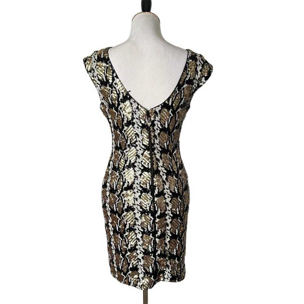 GUESS Sophy Short Dress Full Sequin Black Gold Sh… - image 7