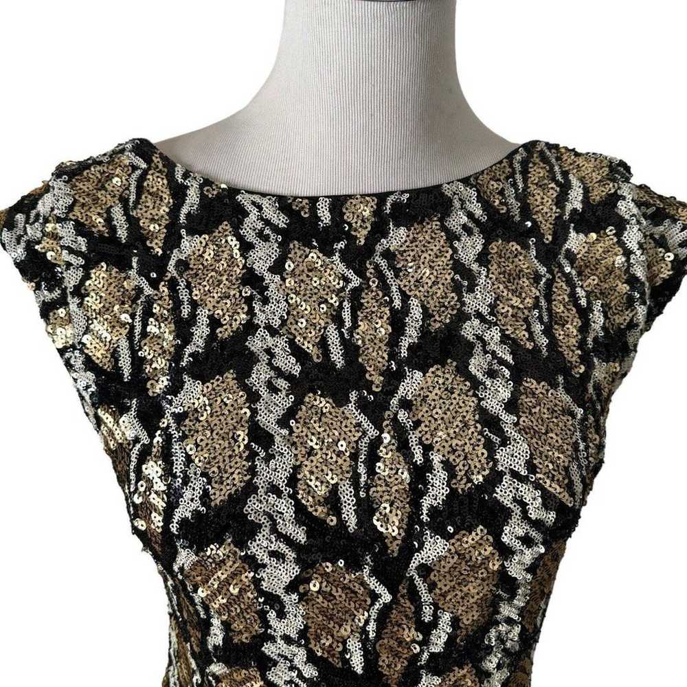 GUESS Sophy Short Dress Full Sequin Black Gold Sh… - image 9