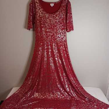 LulaRoe Elegant Anna Maxi Dress Sz Large Red Meta… - image 1