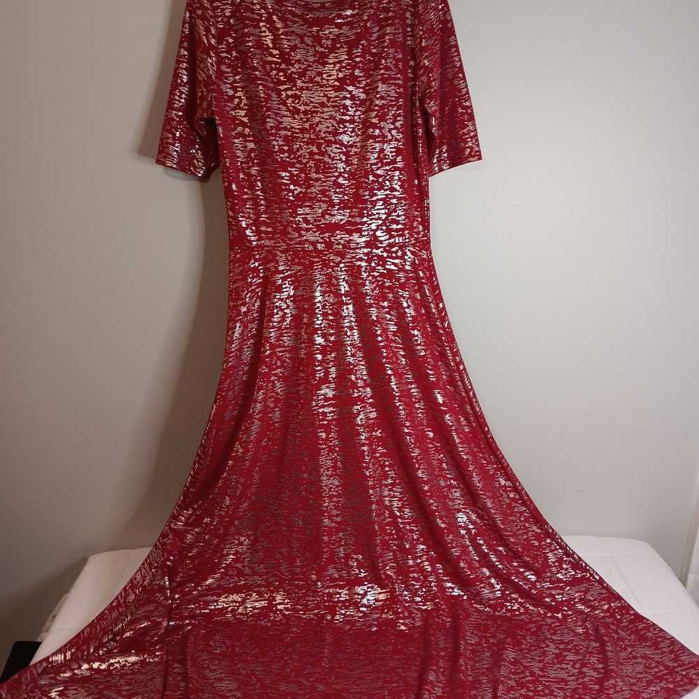 LulaRoe Elegant Anna Maxi Dress Sz Large Red Meta… - image 4