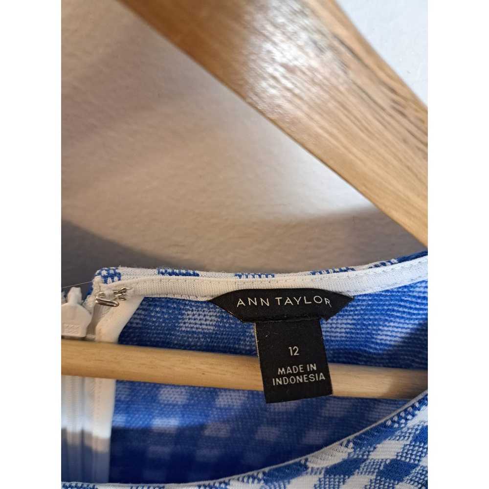 Ann Taylor Gingham Sheath Dress Blue & White Midi… - image 6