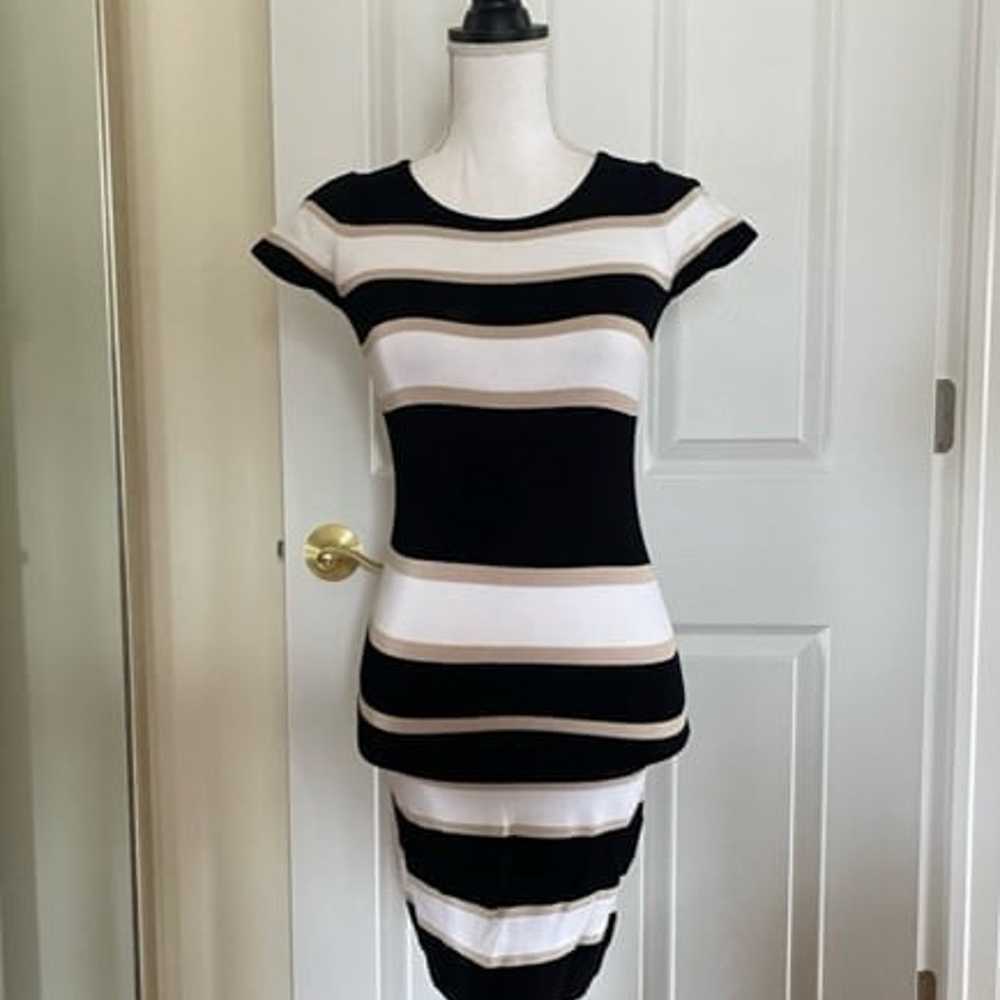 Bebe Striped Cutout Knit Mini Dress - image 1