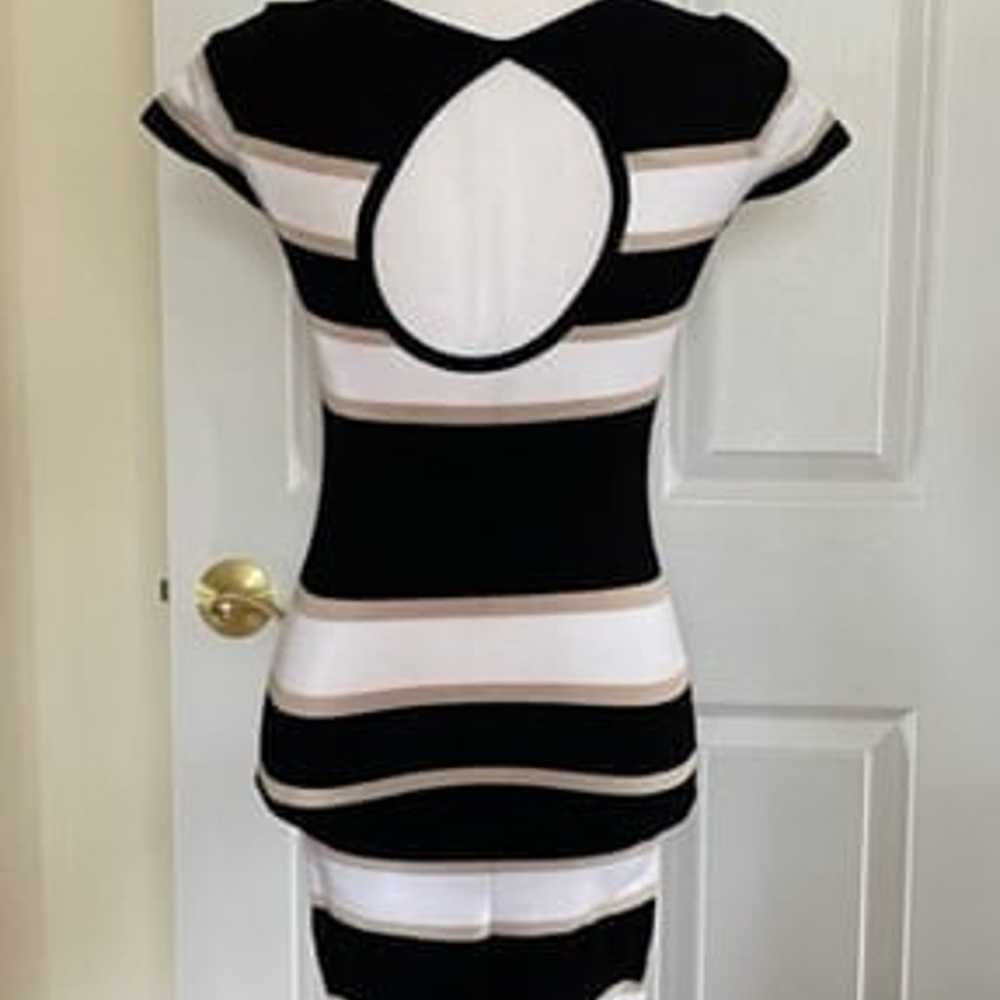 Bebe Striped Cutout Knit Mini Dress - image 2