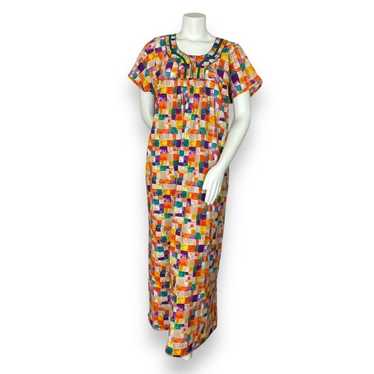 Handmade Muumuu Dress Women Block Pattern Maxi Mu… - image 1