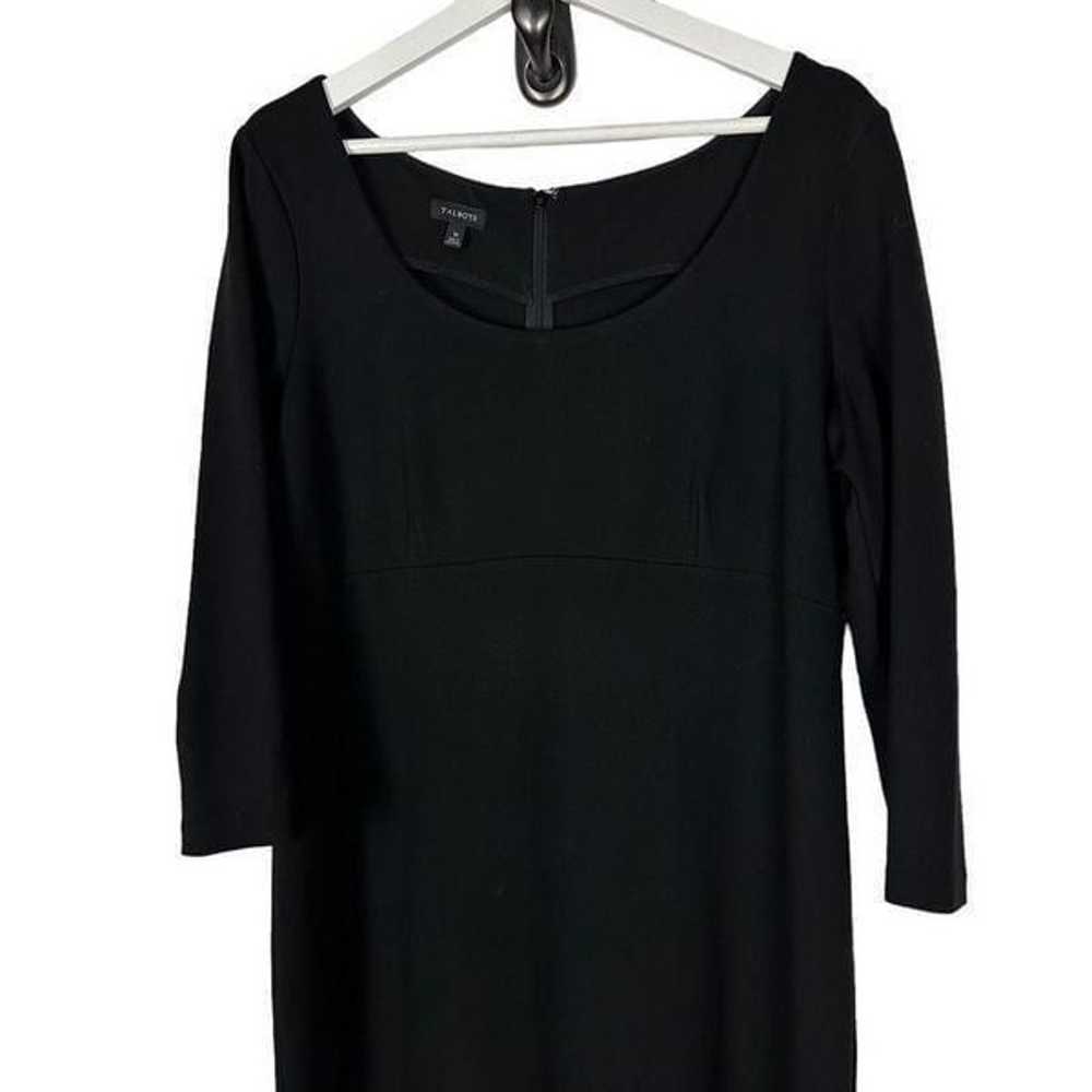 Talbots Black Jersey Knit Sheath Dress size 10 Ro… - image 3
