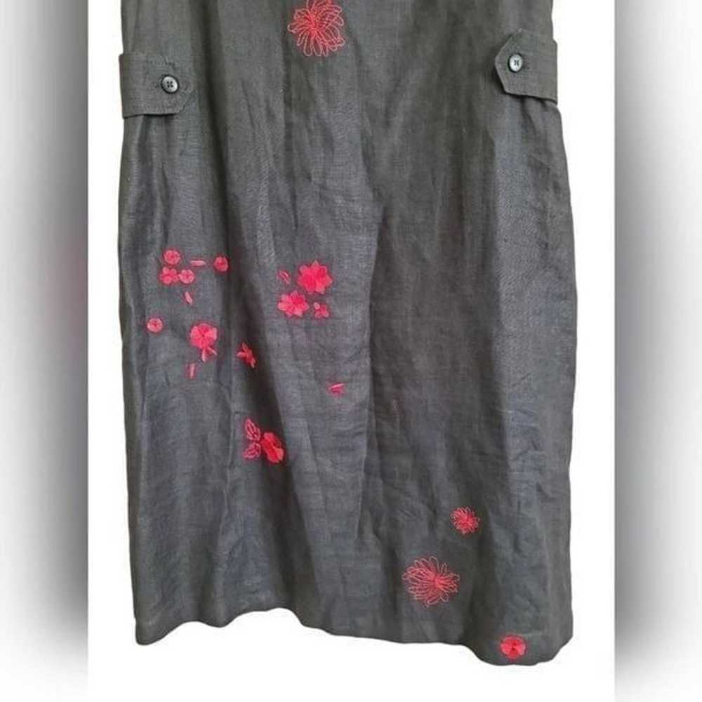 Harve Bernard Black Embroidered Sleeveless Linen … - image 4