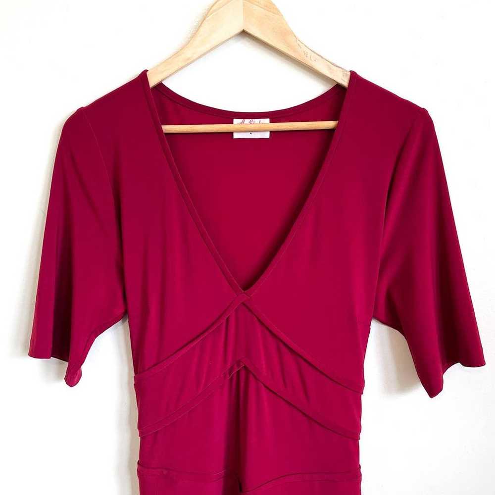 Leona Edmiston Frocks Dress Size 12 Red Jersey St… - image 5