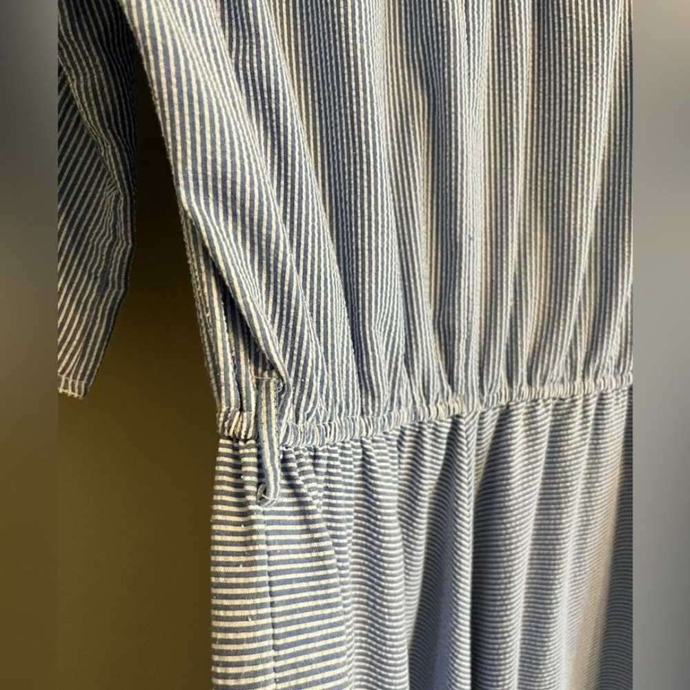 VINTAGE seersucker striped pocket v-neck cotton m… - image 7