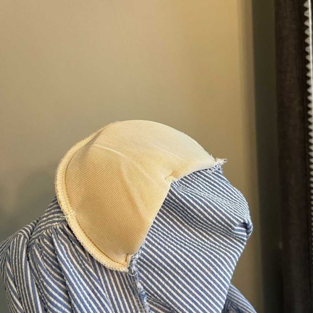 VINTAGE seersucker striped pocket v-neck cotton m… - image 9