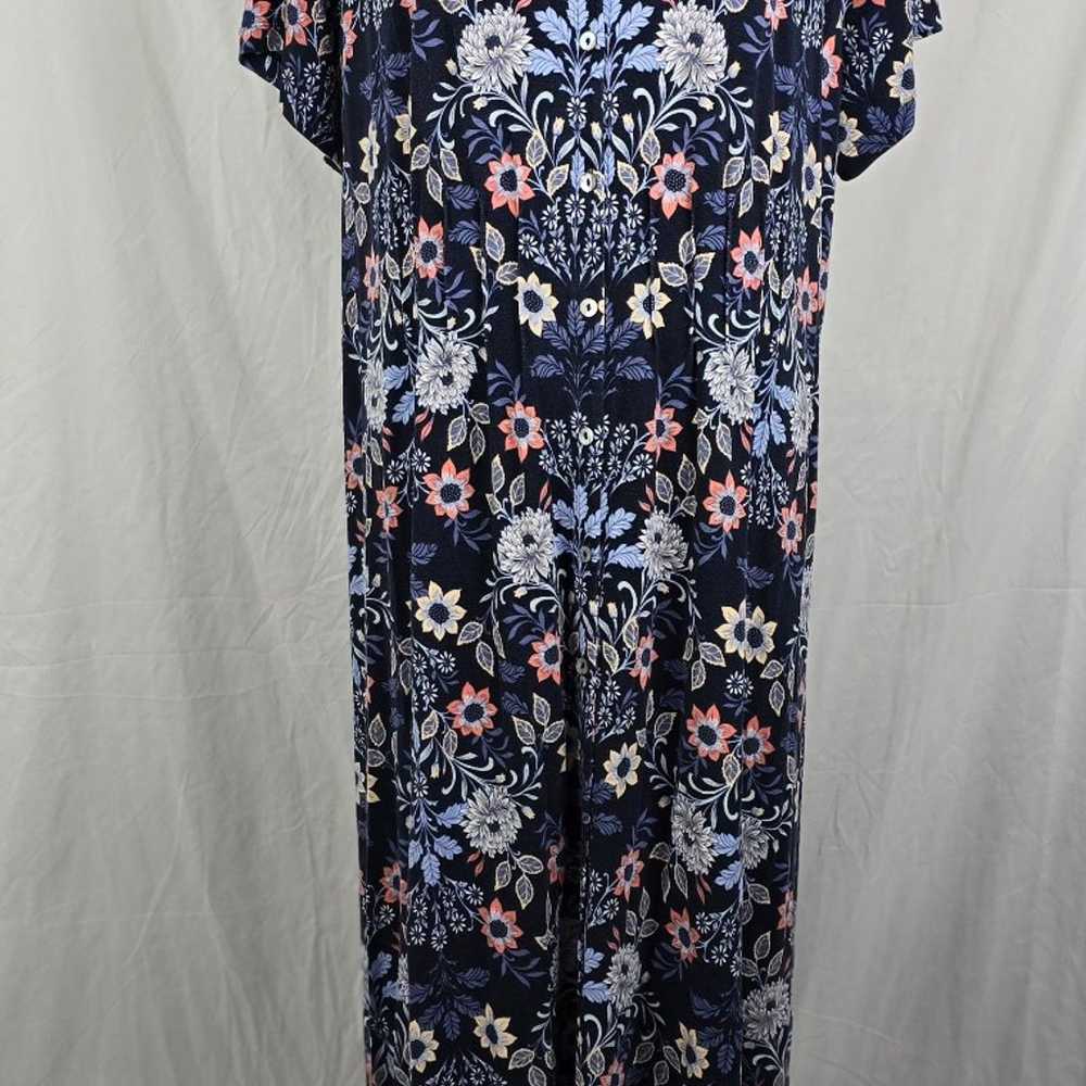 J. Jill Floral Blue Full Buttoned Rayon Blend Jer… - image 3