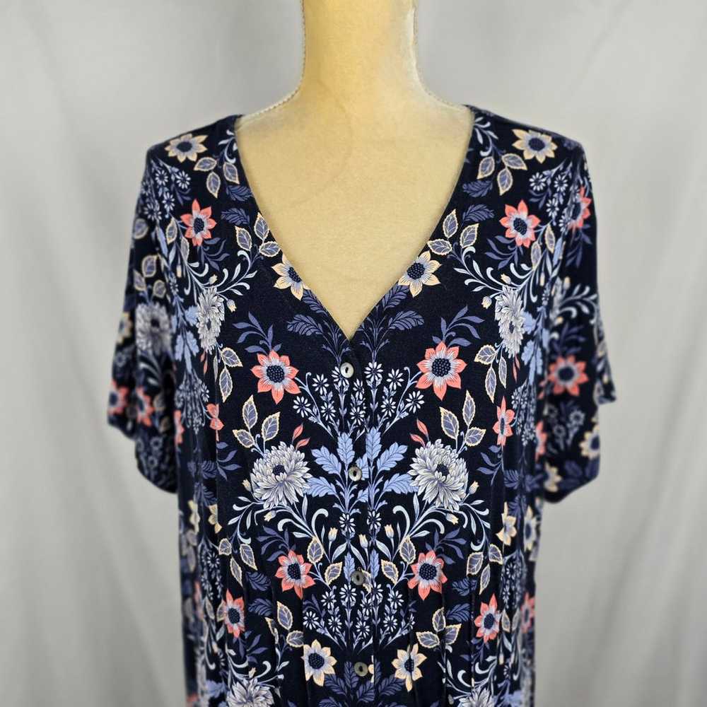 J. Jill Floral Blue Full Buttoned Rayon Blend Jer… - image 4