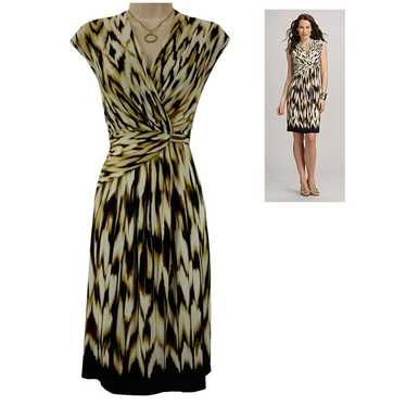 Size 10 CLASSY IKAT PRINT FAUX-WRAP DRESS Day/Eve… - image 1